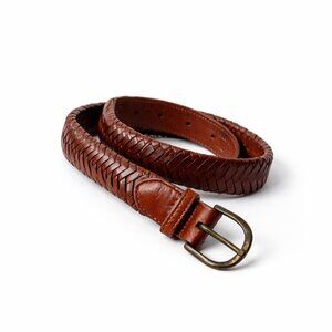 Tweeds Brown Braided Leather Belt 30” | 1” Wide Classic Casual Boho